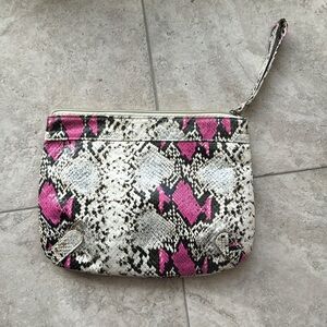 Elizabeth Arden faux snakeskin cosmetic bag.